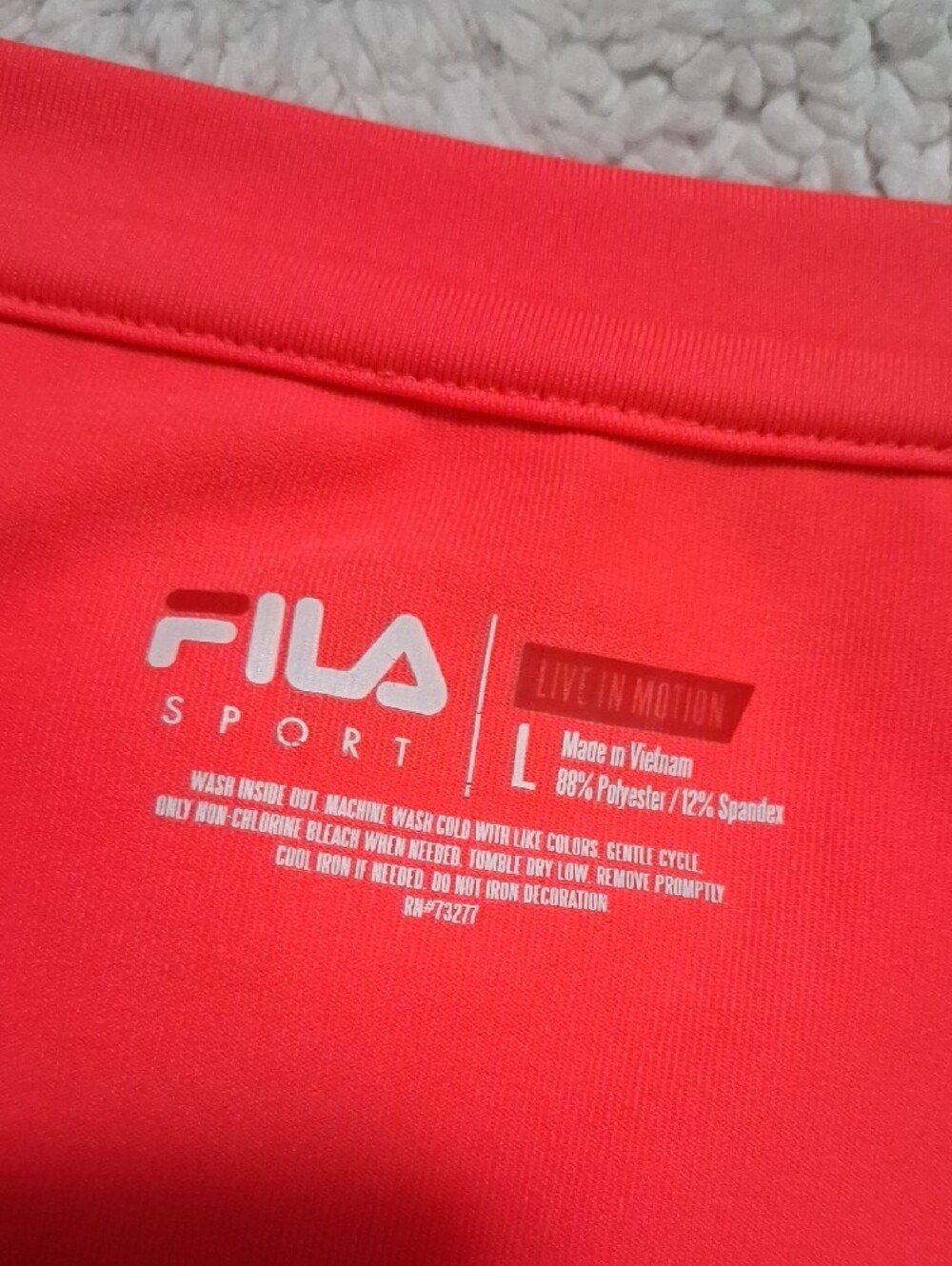 Fila Neon Coral Performance Tee with Multicolor Side Panels - Picture 4 of 8